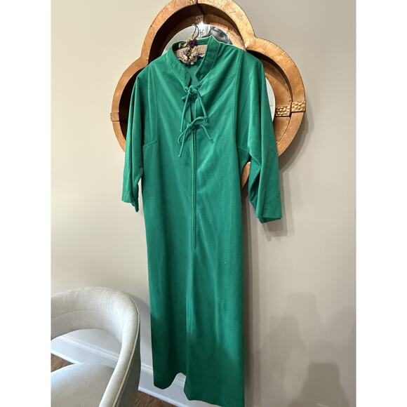 Vintage Evelyn Pearson Velour House Coat Zip & Tie Sz M Maxi Retro 80’s - Picture 2 of 8